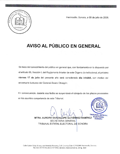 Aviso Día Inhábil