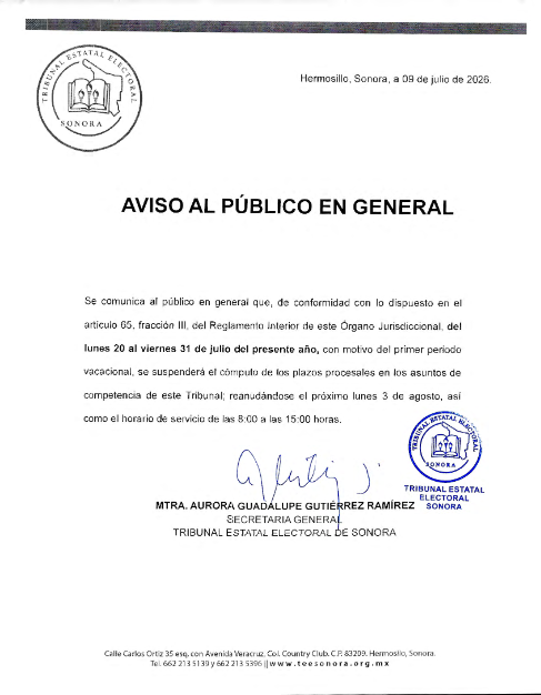 Aviso Periodo Vacacional